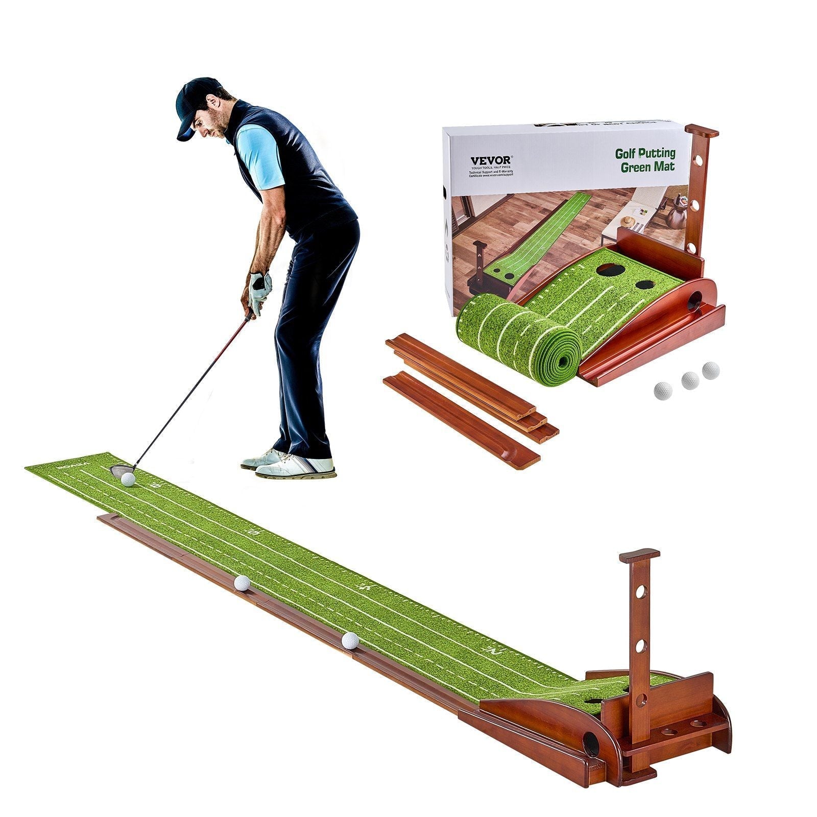 2 Hole Golf Putting Mat Indoor Golf Putting Green Golf Training Aid - Black Girl Golf