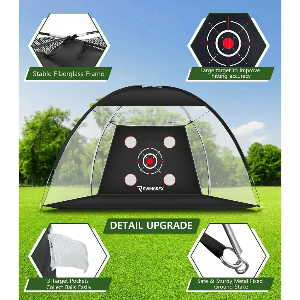 Red de práctica de golf de 3 x 2,1 m con tapete y objetivo: ayuda para practicar el driving y el chipping en el patio trasero