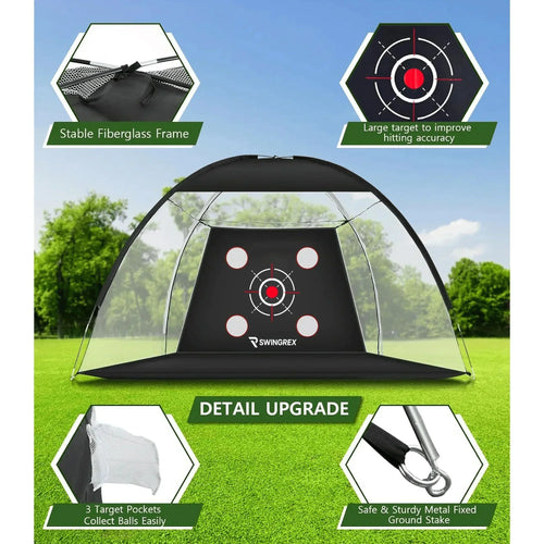 Red de práctica de golf de 3 x 2,1 m con tapete y objetivo: ayuda para practicar el driving y el chipping en el patio trasero