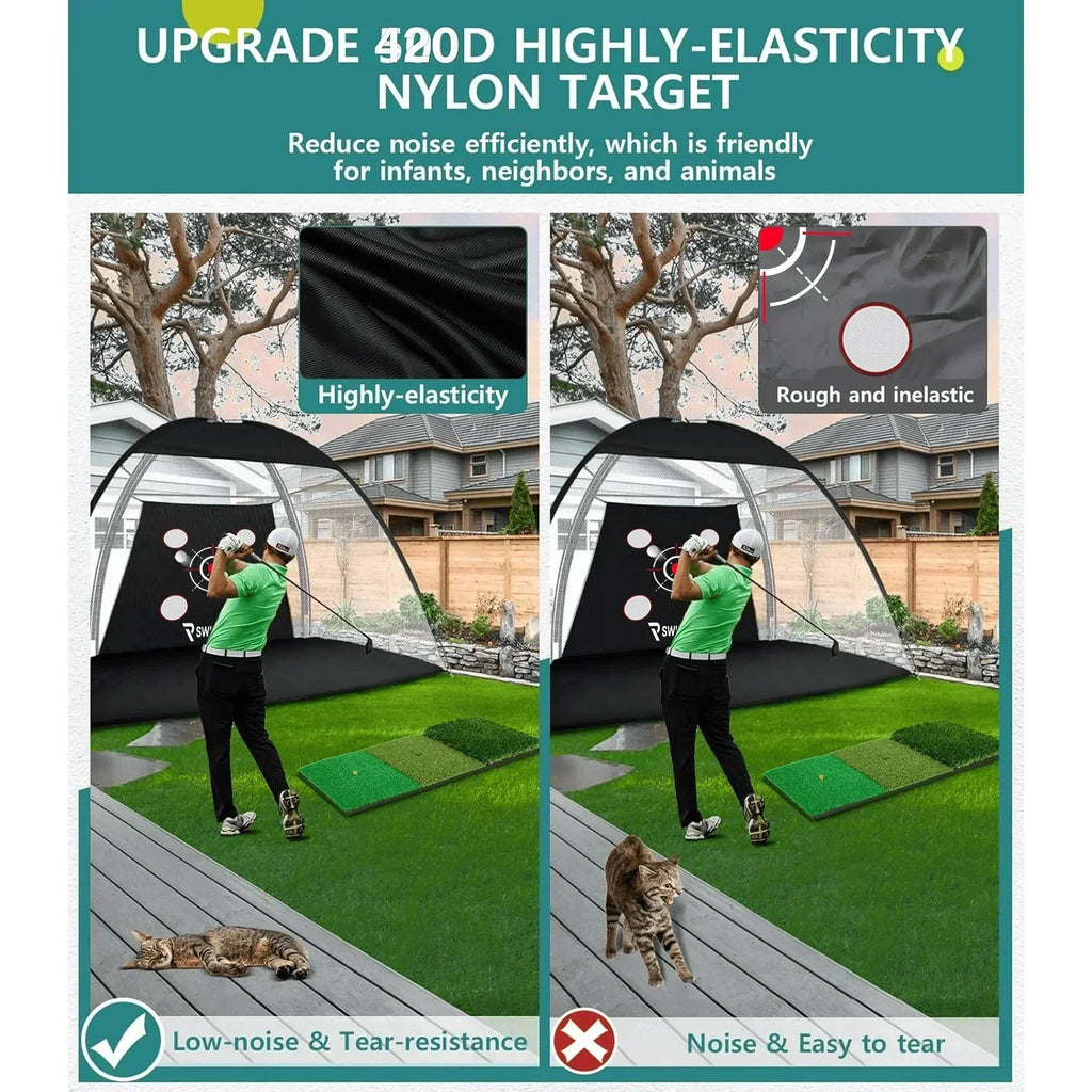 Red de práctica de golf de 3 x 2,1 m con tapete y objetivo: ayuda para practicar el driving y el chipping en el patio trasero