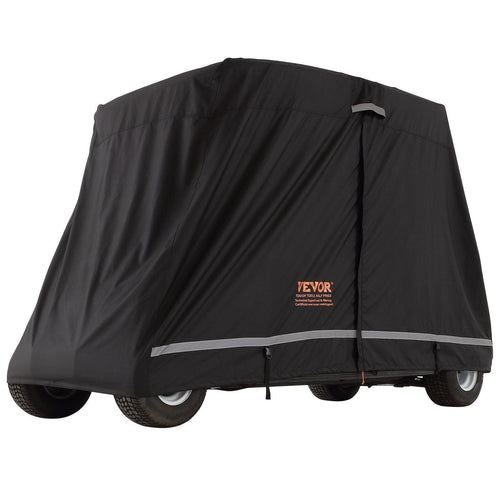 4 Passenger Golf Cart Cover, 600D Polyester Full Cover, Universal Fits for Most Brand Club Car Covers, Waterproof, Sunproof, and Dustproof Outdoor Golf Cart Cover with Three Zipper Doors, Black - Black Girl Golf