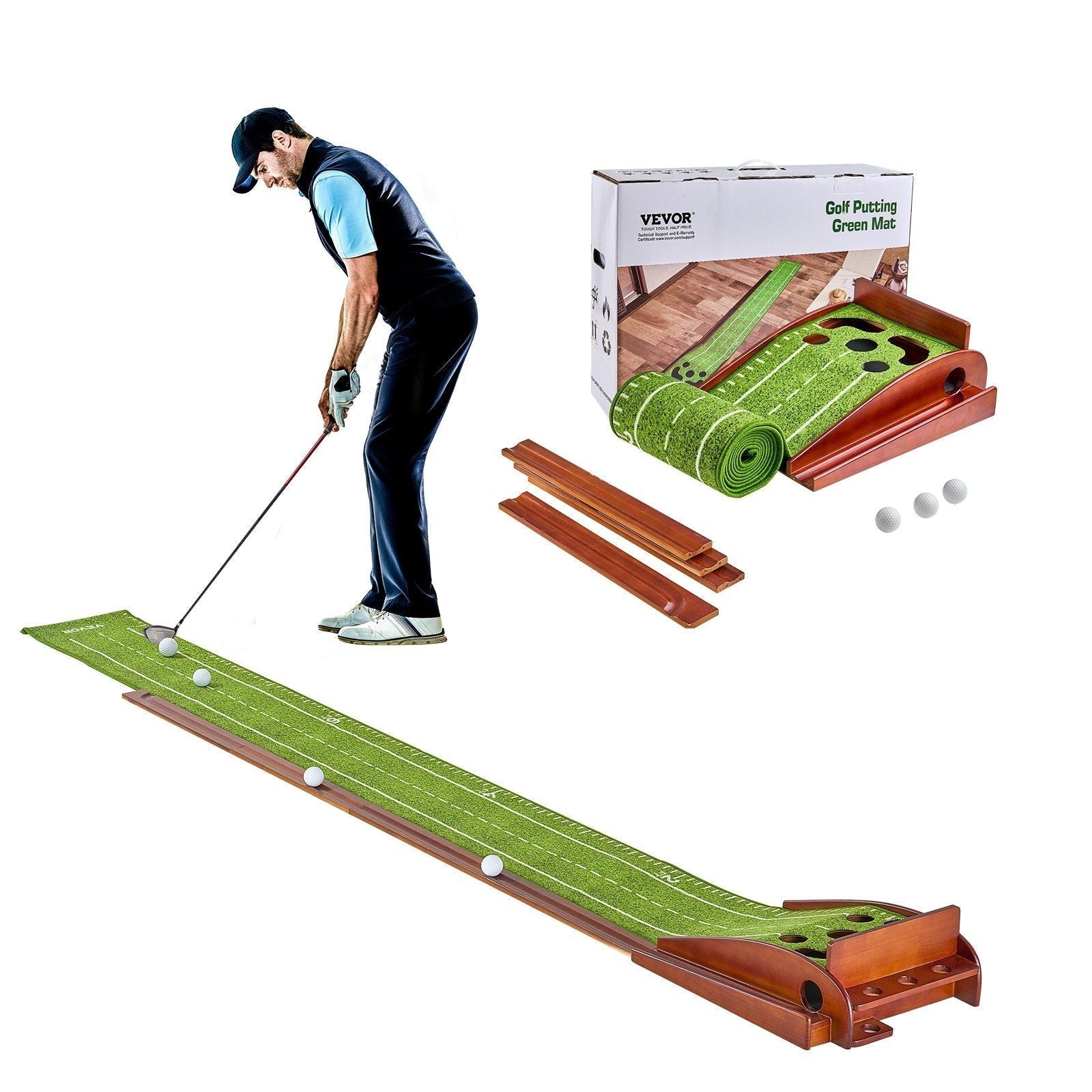 5 Hole Golf Putting Mat Indoor Golf Putting Green Golf Training Aid - Black Girl Golf