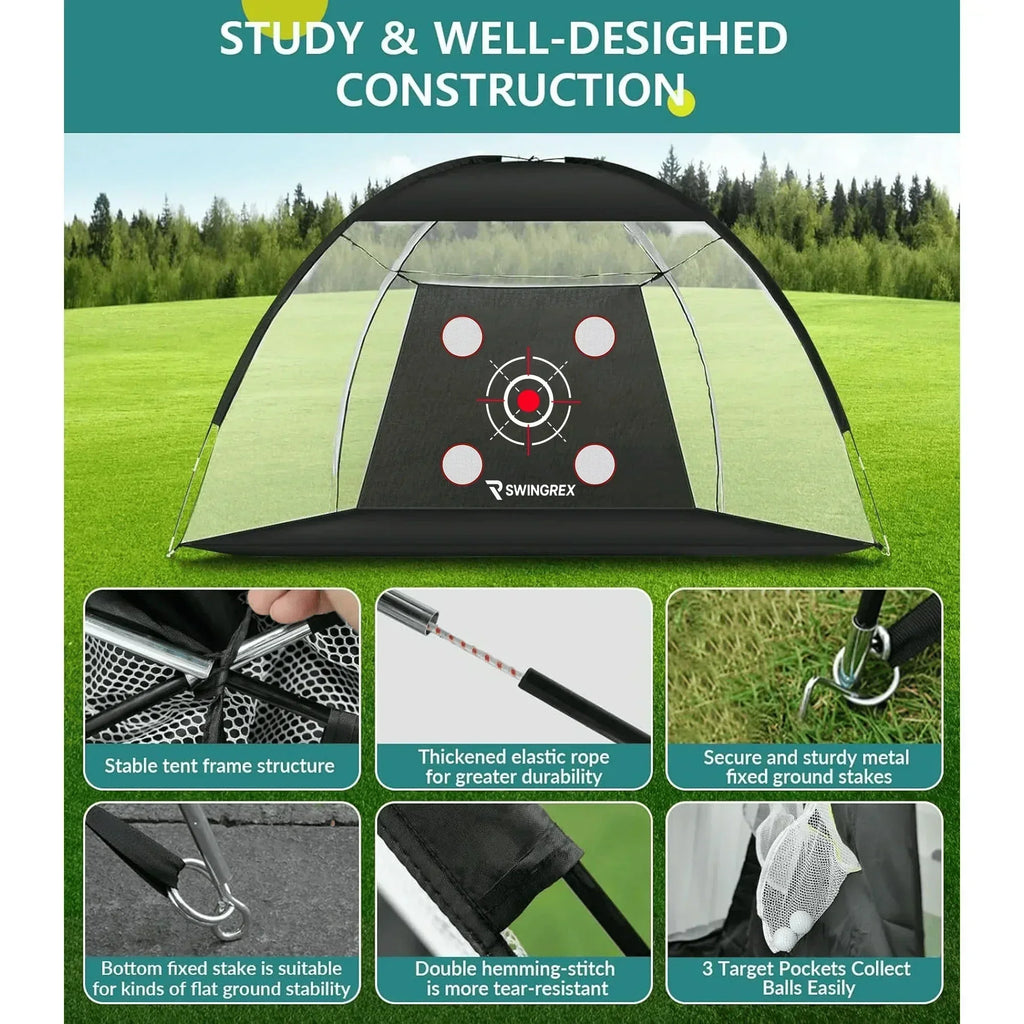 Red de práctica de golf de 3 x 2,1 m con tapete y objetivo: ayuda para practicar el driving y el chipping en el patio trasero