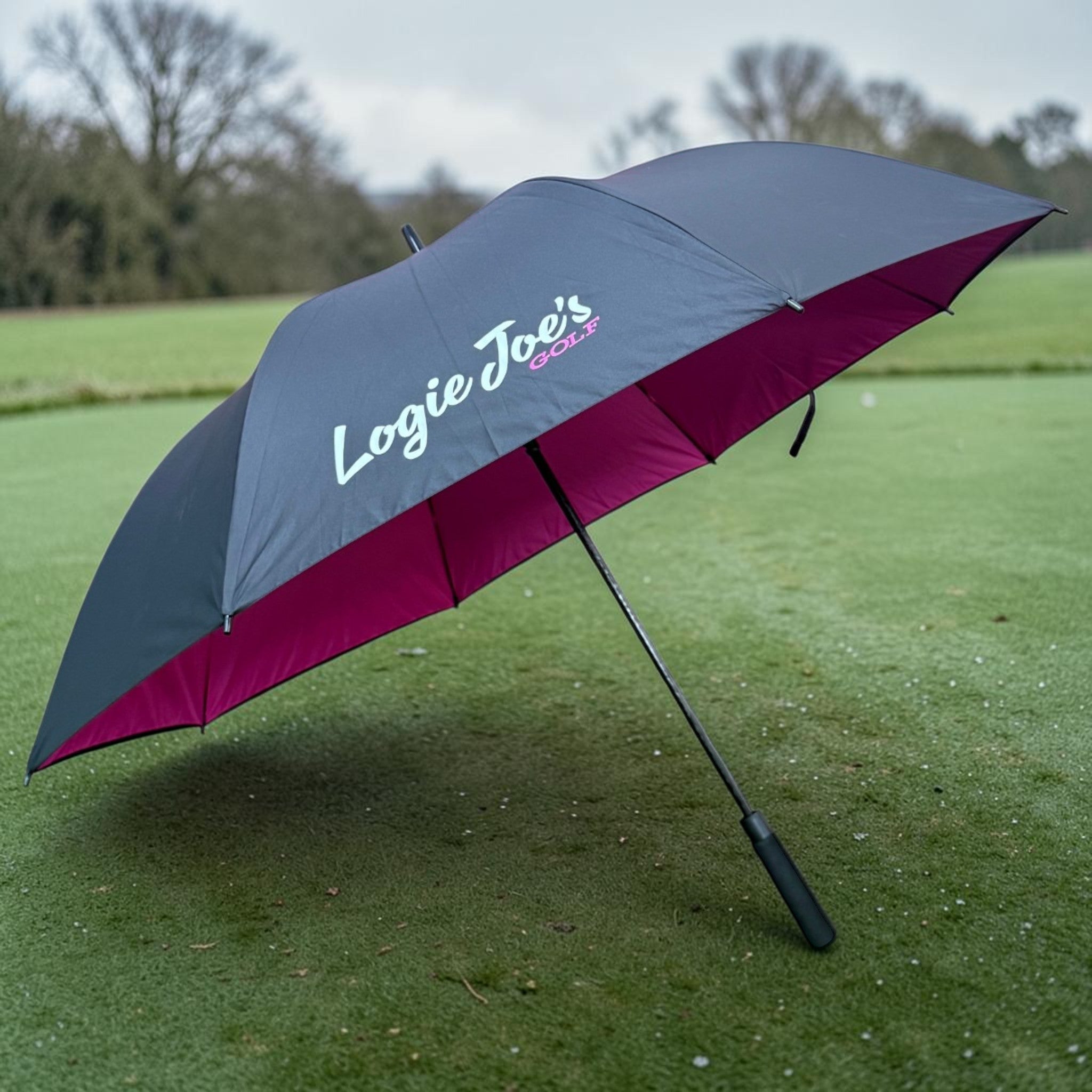 60" Golf Umbrella | Oversized Black & Pink Golf Umbrella - Black Girl Golf
