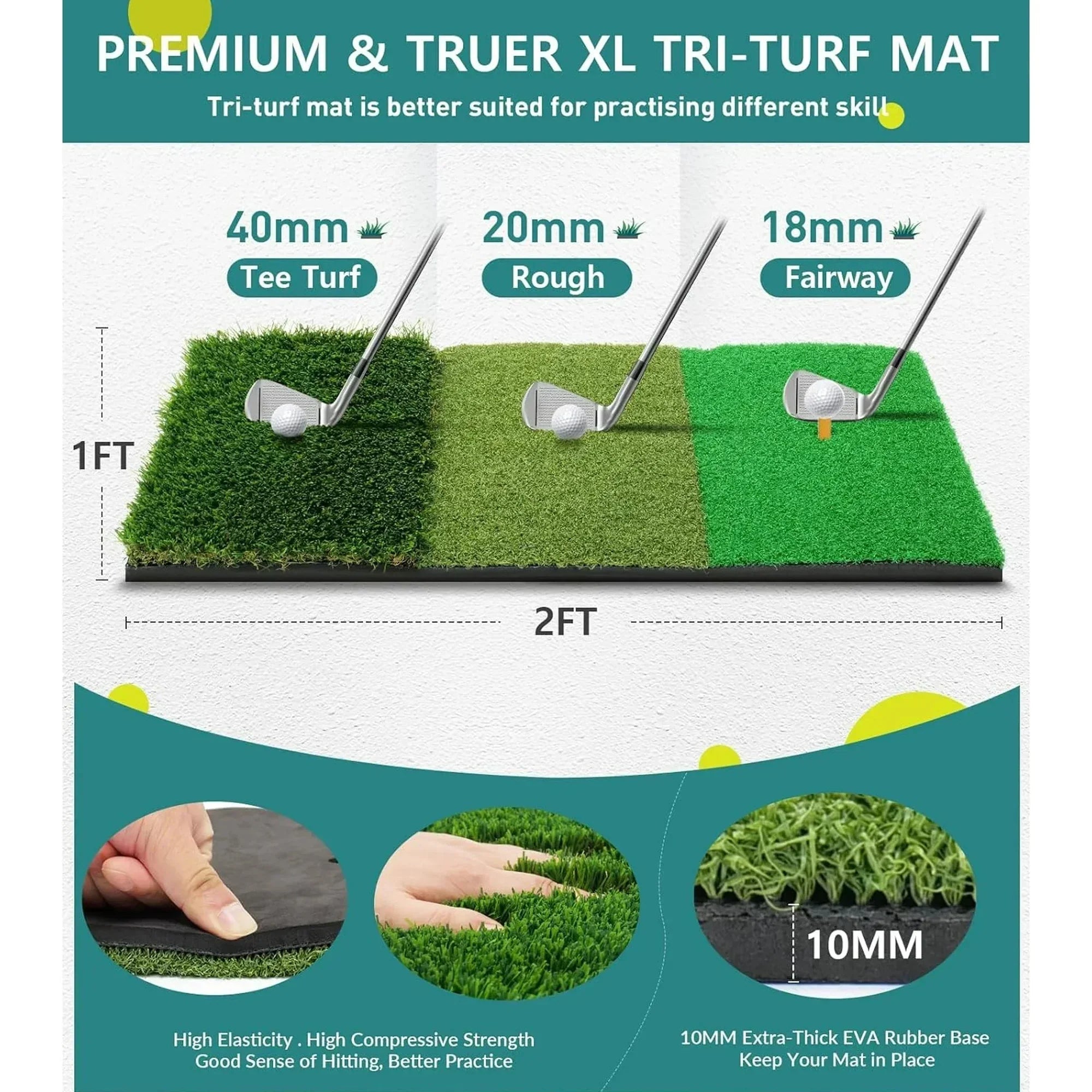 Red de práctica de golf de 3 x 2,1 m con tapete y objetivo: ayuda para practicar el driving y el chipping en el patio trasero