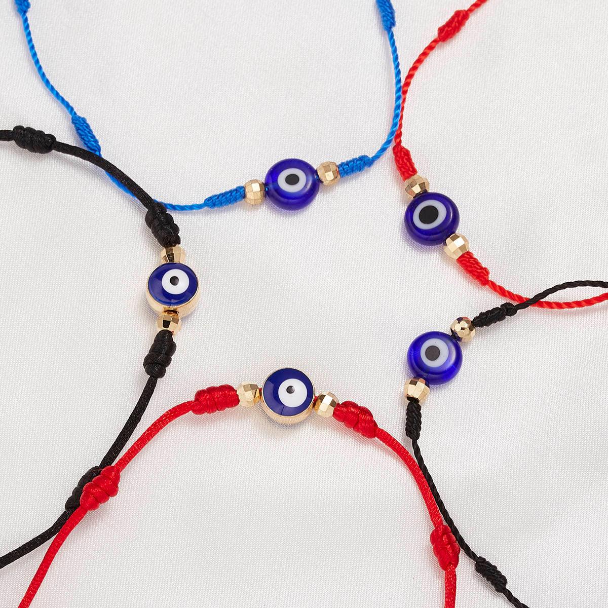 6pcs/set Handmade Bracelets Braided Red Black Rope 7 Knots Lucky Jewelry Friendship Protection Bracelet Red Comfortable Bracelet Small Eye Bracelet For Kids - Black Girl Golf
