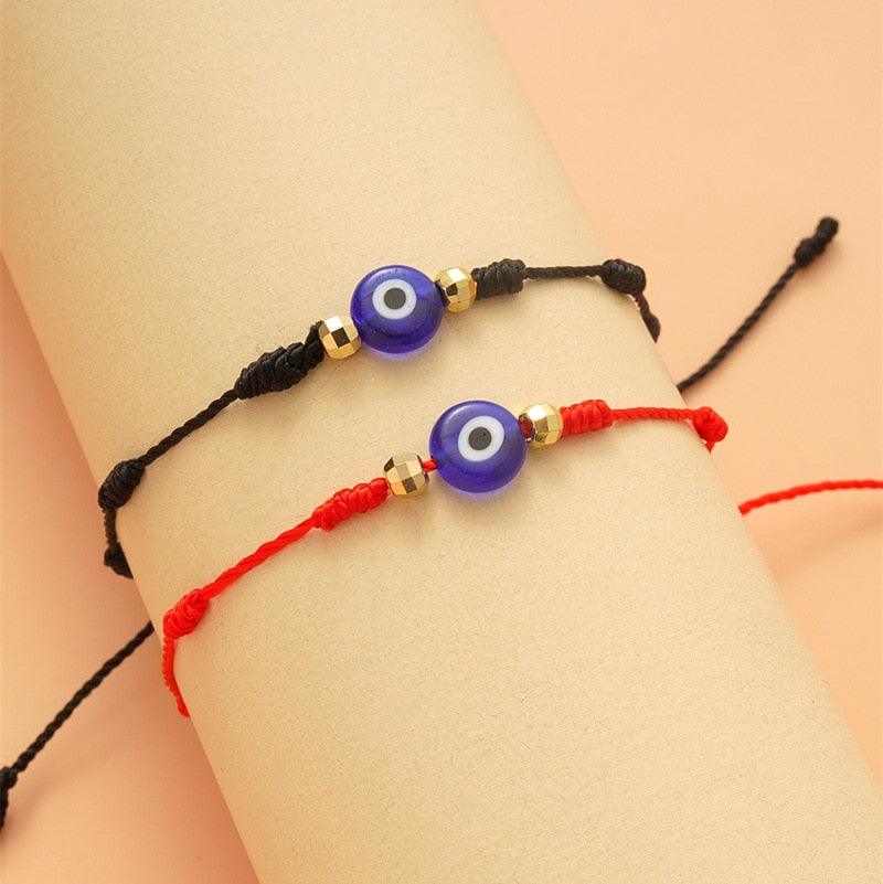 6pcs/set Handmade Bracelets Braided Red Black Rope 7 Knots Lucky Jewelry Friendship Protection Bracelet Red Comfortable Bracelet Small Eye Bracelet For Kids - Black Girl Golf