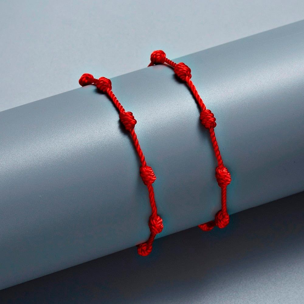 6pcs/set Handmade Bracelets Braided Red Black Rope 7 Knots Lucky Jewelry Friendship Protection Bracelet Red Comfortable Bracelet Small Eye Bracelet For Kids - Black Girl Golf