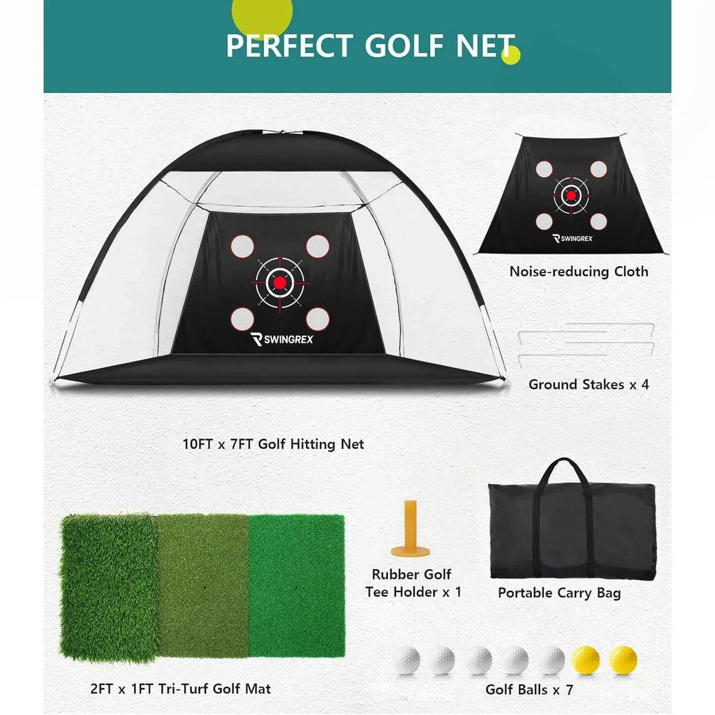Red de práctica de golf de 3 x 2,1 m con tapete y objetivo: ayuda para practicar el driving y el chipping en el patio trasero