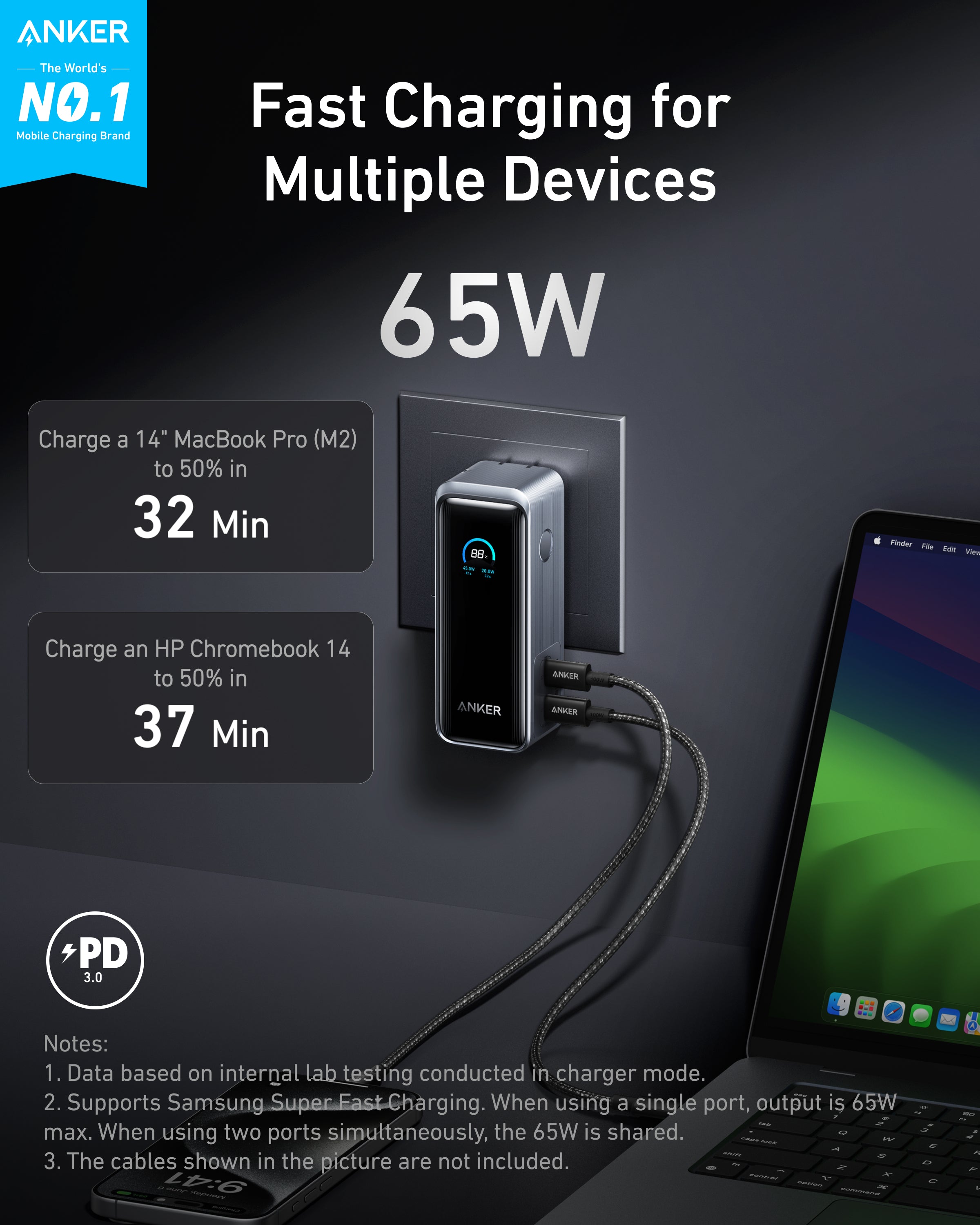 Banco de energía Anker Prime (9.6K, 65W, Fusion)