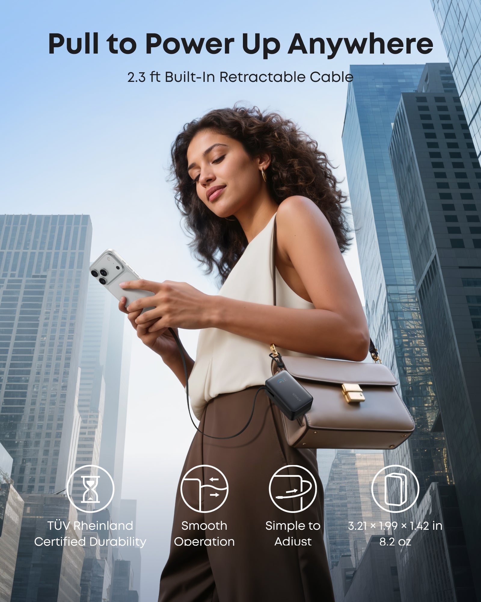 Banco de energía Anker Nano (10 000 mAh, 45 W, cable USB-C retráctil integrado) 