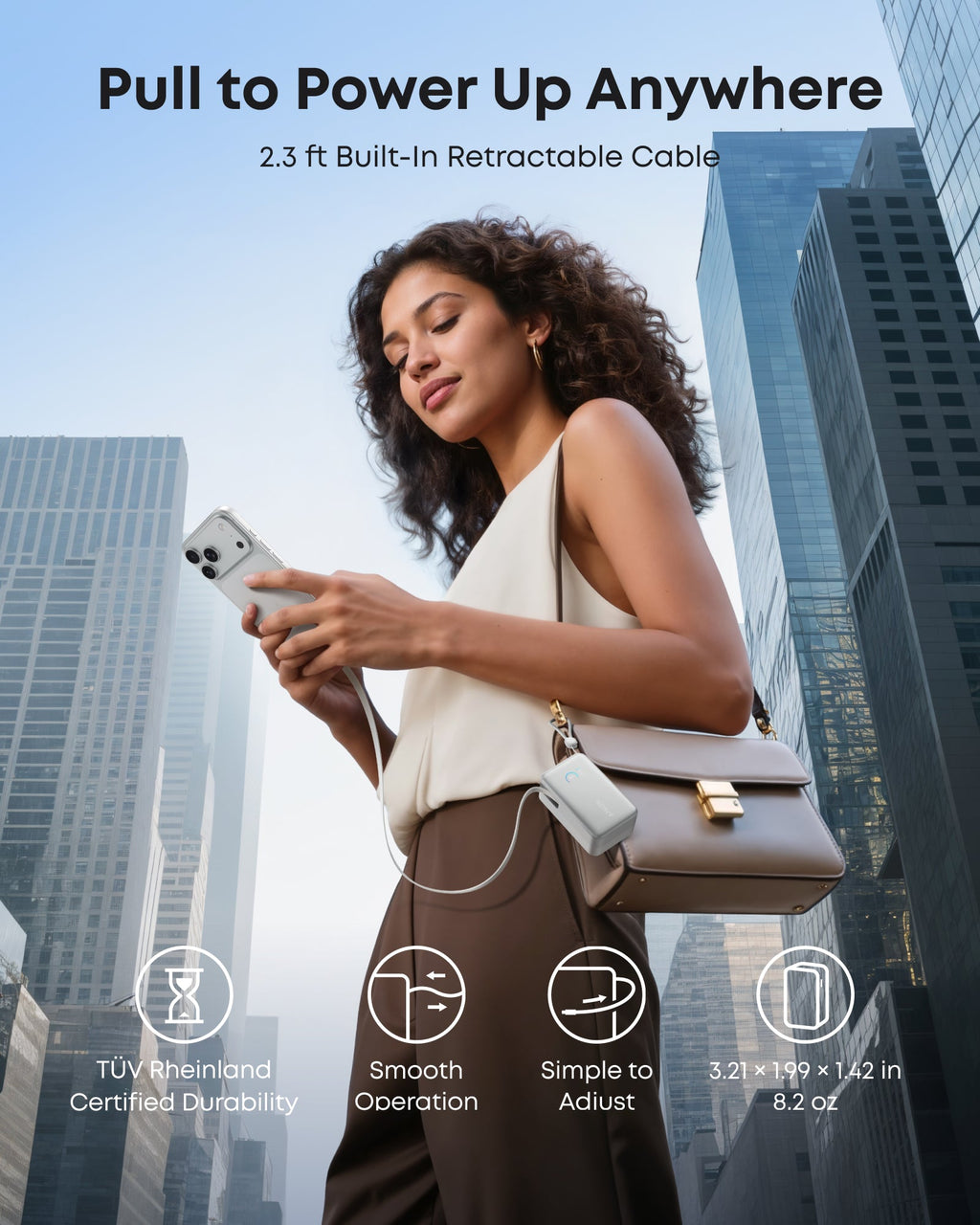 Banco de energía Anker Nano (10 000 mAh, 45 W, cable USB-C retráctil integrado) 