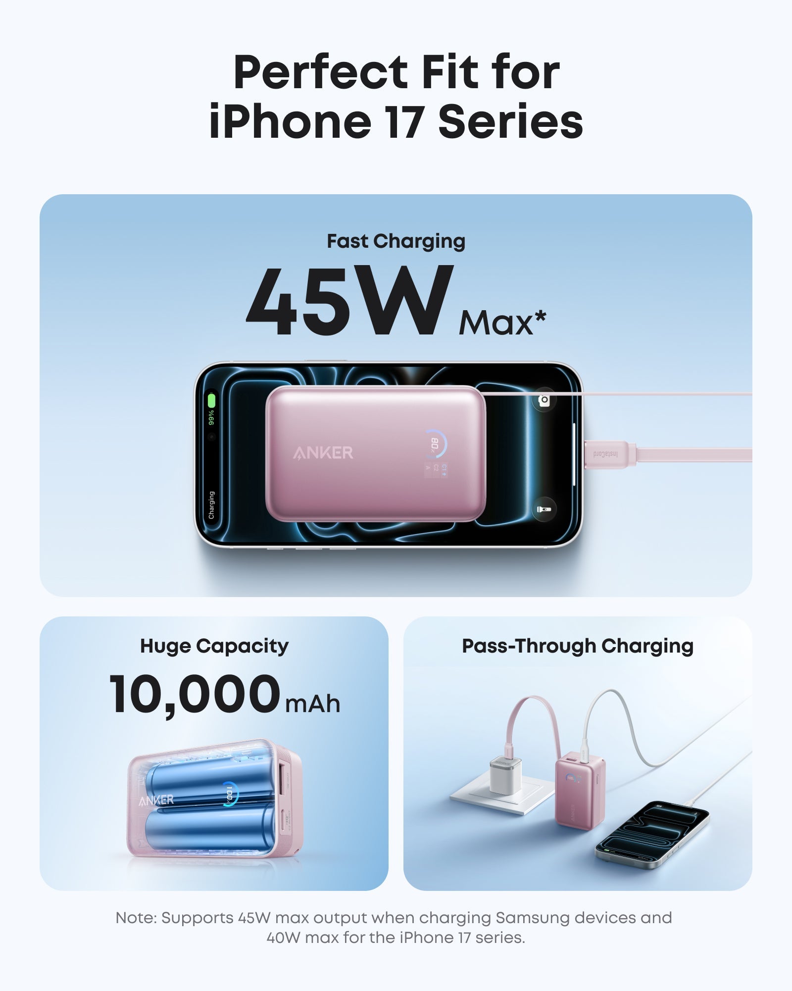 Banco de energía Anker Nano (10 000 mAh, 45 W, cable USB-C retráctil integrado) 