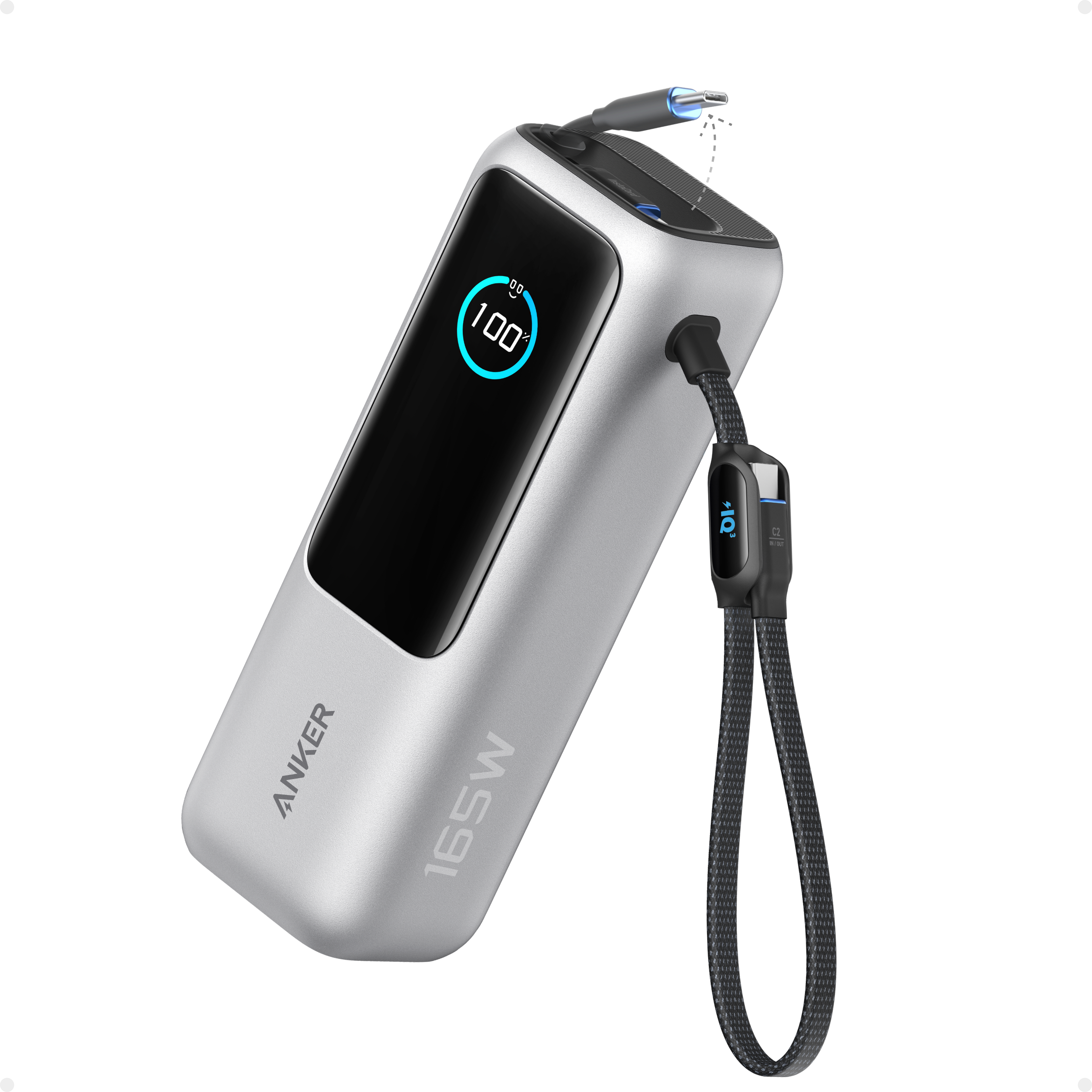 Batterie externe Anker pour ordinateur portable (25K, 165W, câbles intégrés et rétractables)
