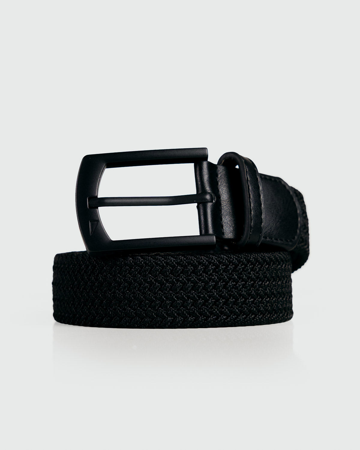 Primo Braided Golf Belt Black — full belt coiled view