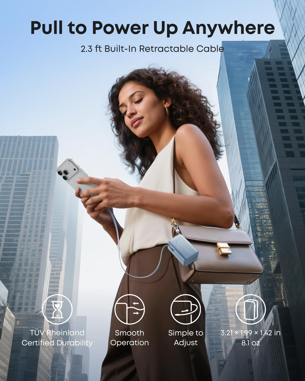 Banco de energía Anker Nano (10 000 mAh, 45 W, cable USB-C retráctil integrado) 