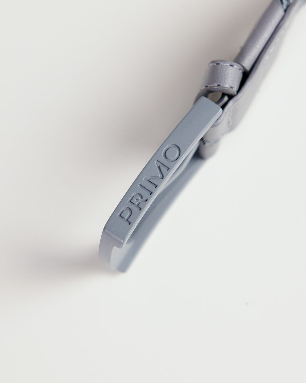 Primo Braided Golf Belt Gray — matte black buckle and leather tab detail