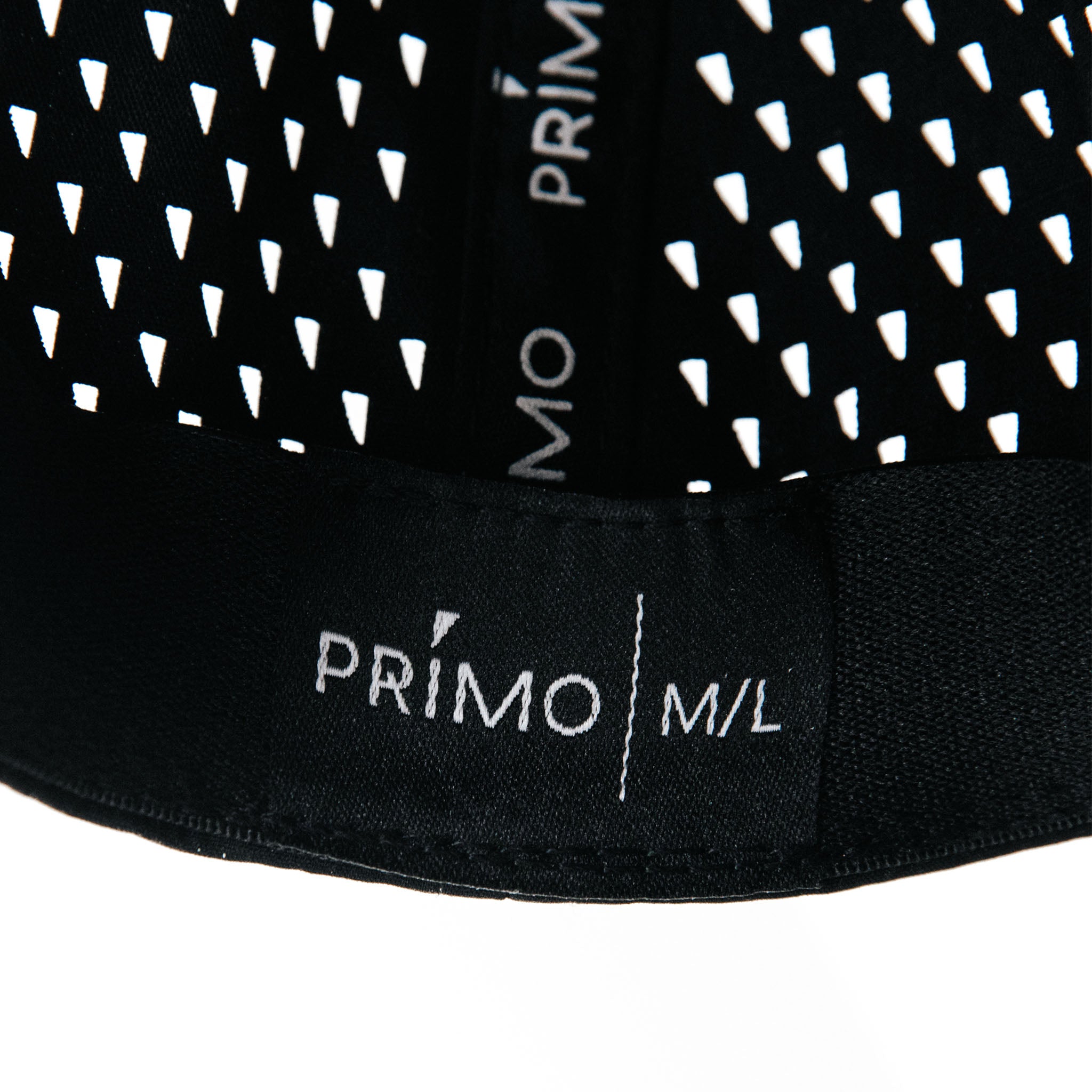 Primo Cursive Snapback Hat Black — top view