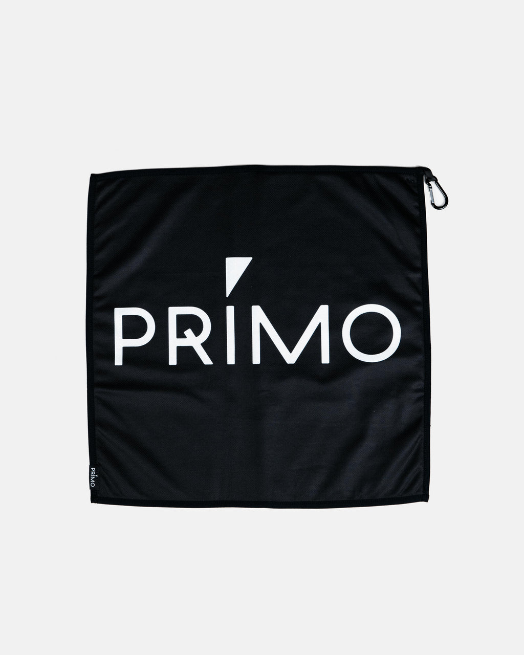 Primo Black Towel folded showing logo