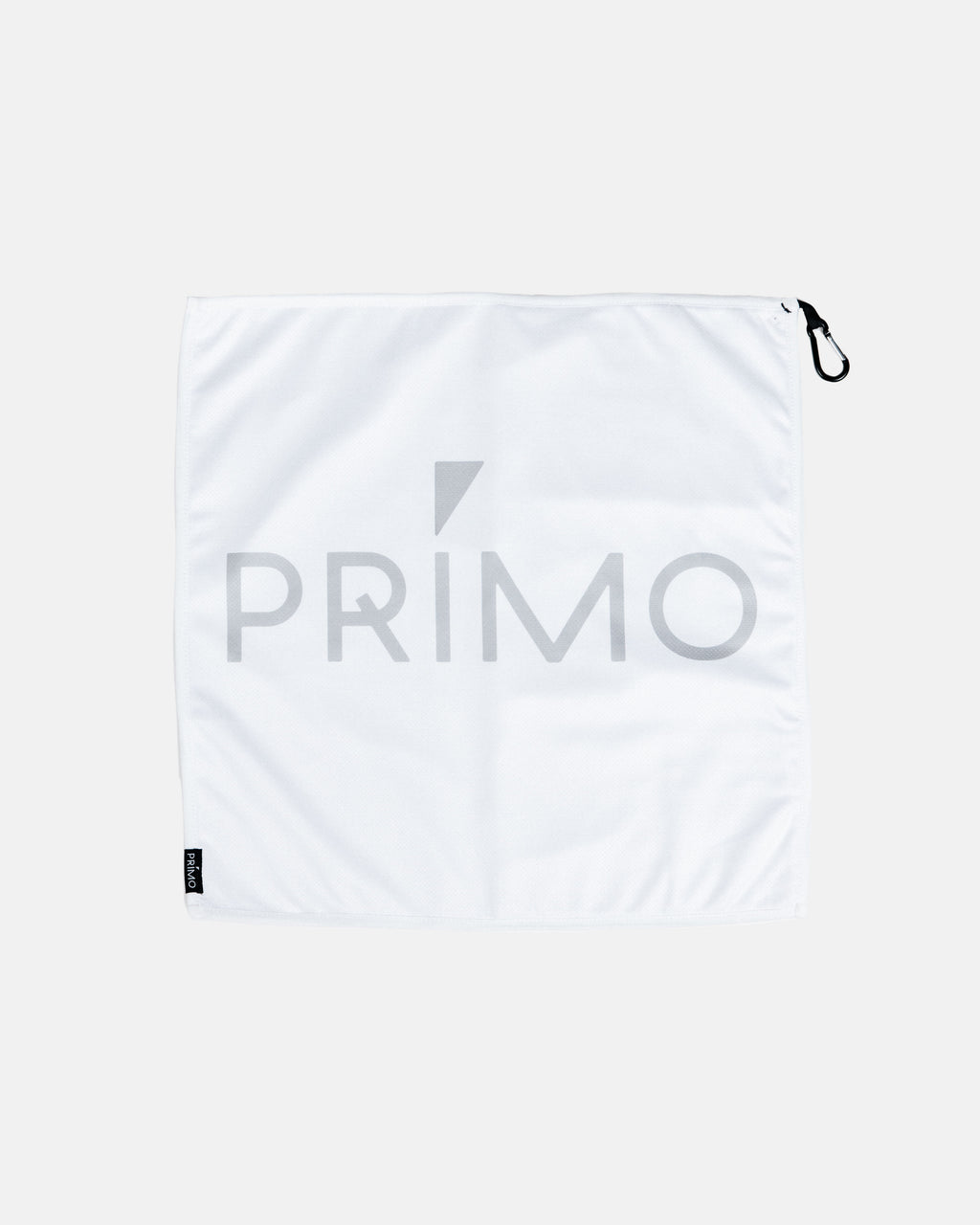 Primo White Towel folded showing logo