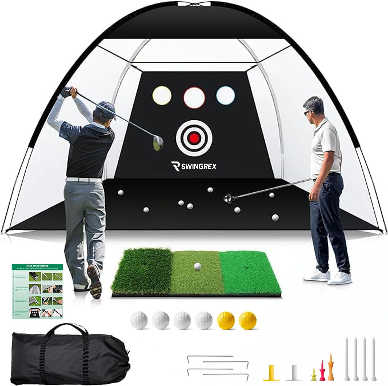 Red de práctica de golf SwingRex de 10 x 7 pulgadas: red de práctica de golf para patio y garaje