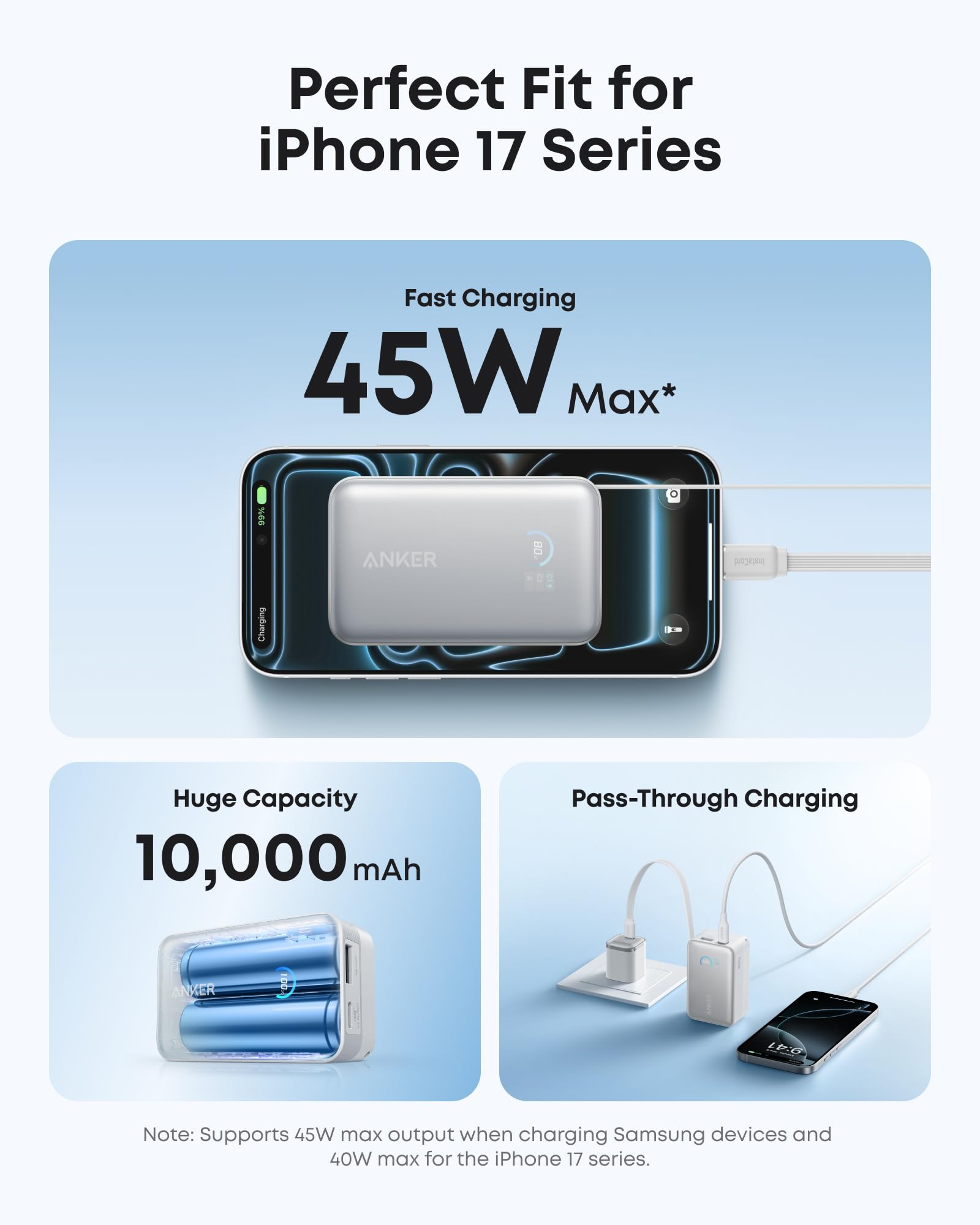 Banco de energía Anker Nano (10 000 mAh, 45 W, cable USB-C retráctil integrado) 