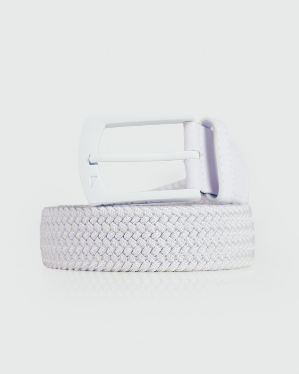 Primo Braided Golf Belt White — full belt coiled view
