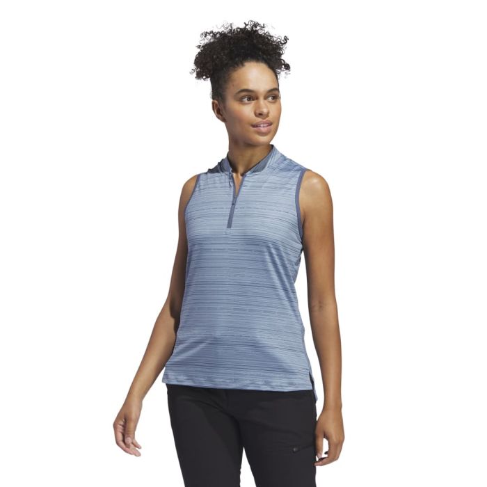 Adidas Women's Ultimate365 Stripe Sleeveless Polo 24 - Black Girl Golf