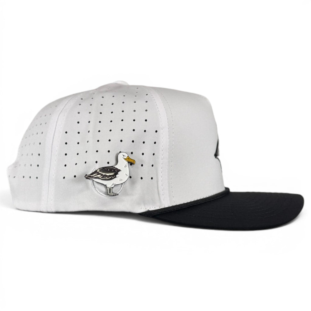 Albatross Golf Hat | Snapback Cap | Built-in Magnetic Ball Marker Holder + Marker Included | Adjustable | Bird - Black Girl Golf