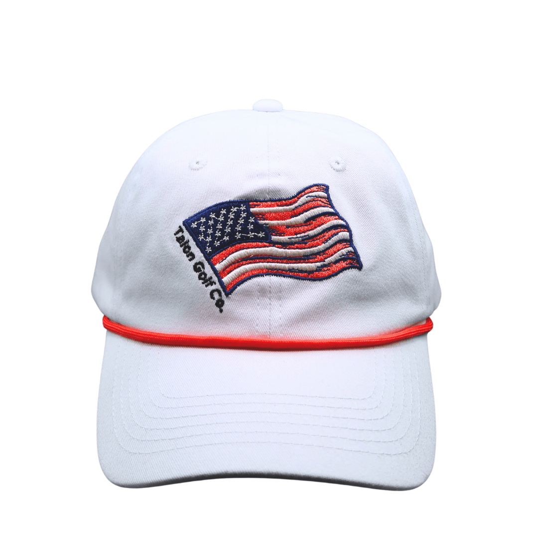 American Flag Baseball Hat w/ Red Rope - Black Girl Golf