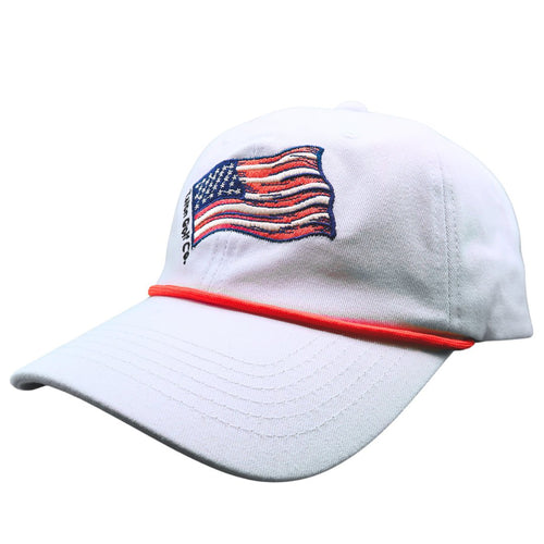 American Flag Baseball Hat w/ Red Rope - Black Girl Golf