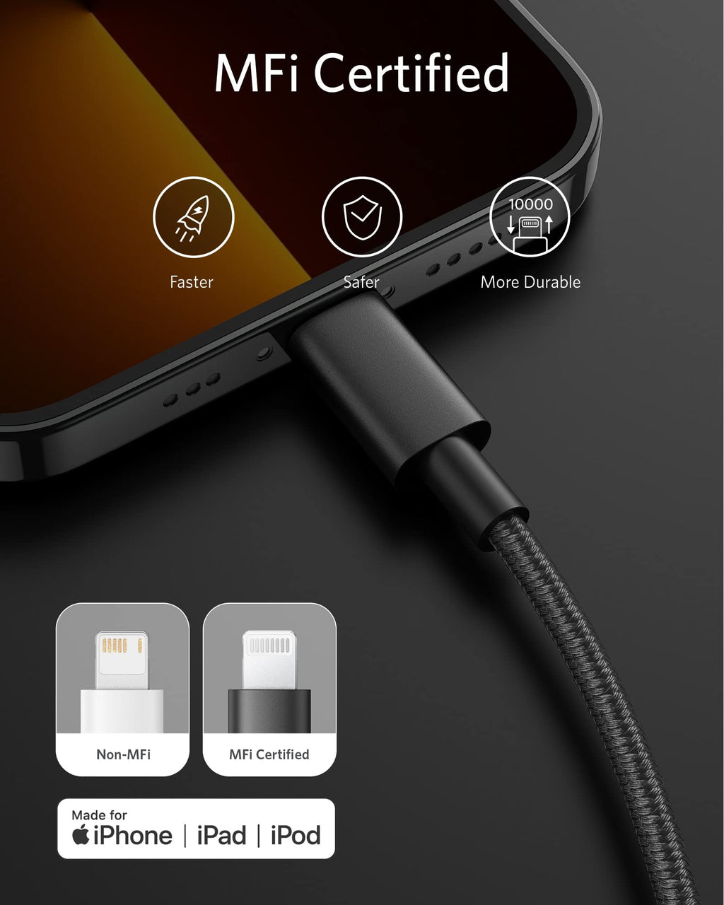 Anker <b>331</b> USB - C to Lightning Cable - Black Girl Golf