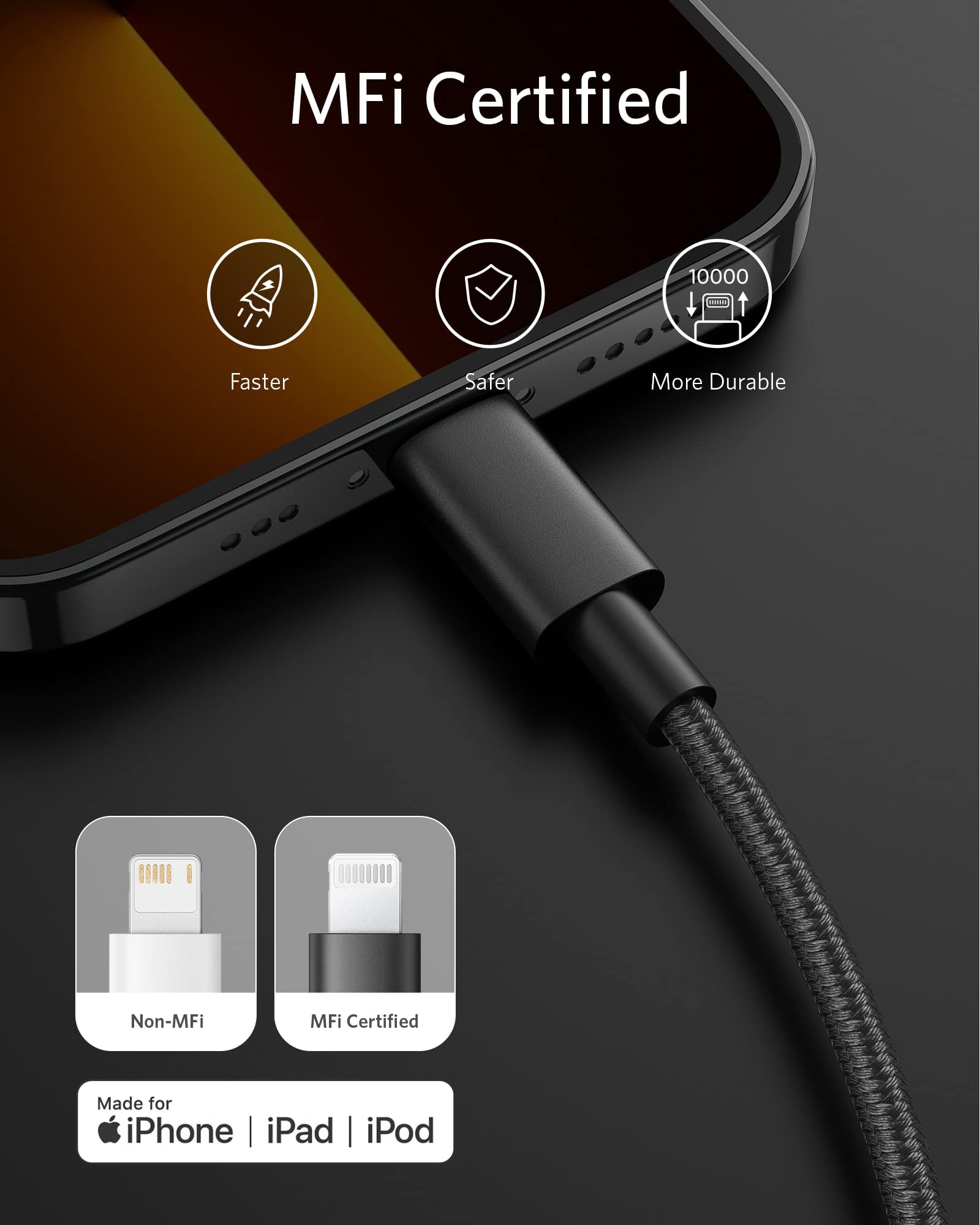 Anker <b>331</b> USB - C to Lightning Cable - Black Girl Golf