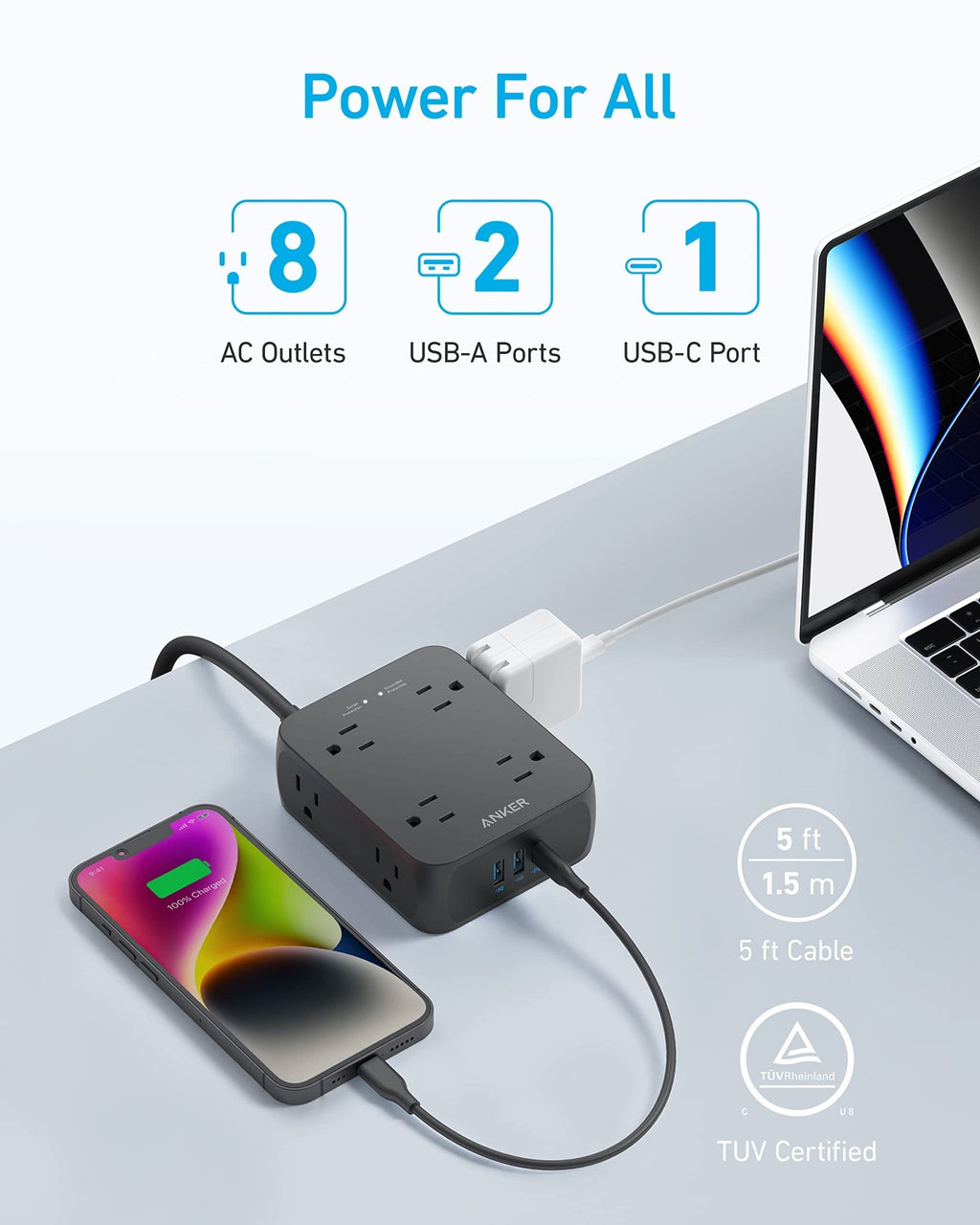 Anker <b>341</b> USB Power Strip - Black Girl Golf