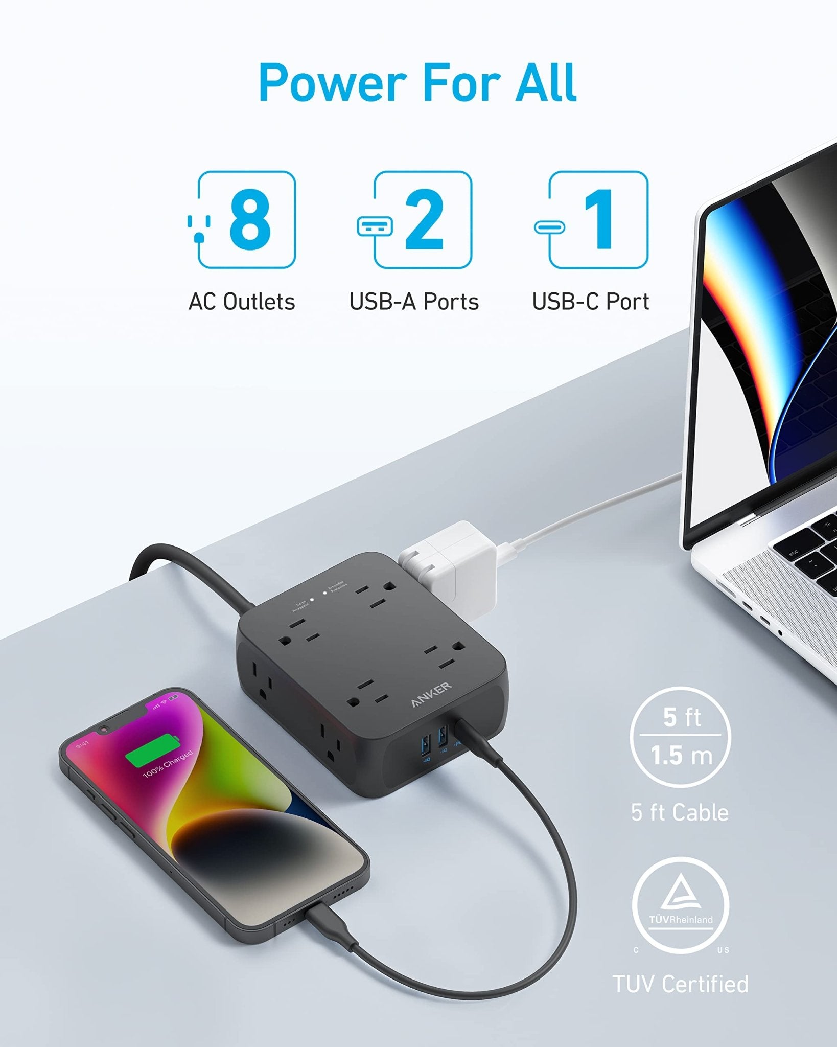 Anker <b>341</b> USB Power Strip - Black Girl Golf