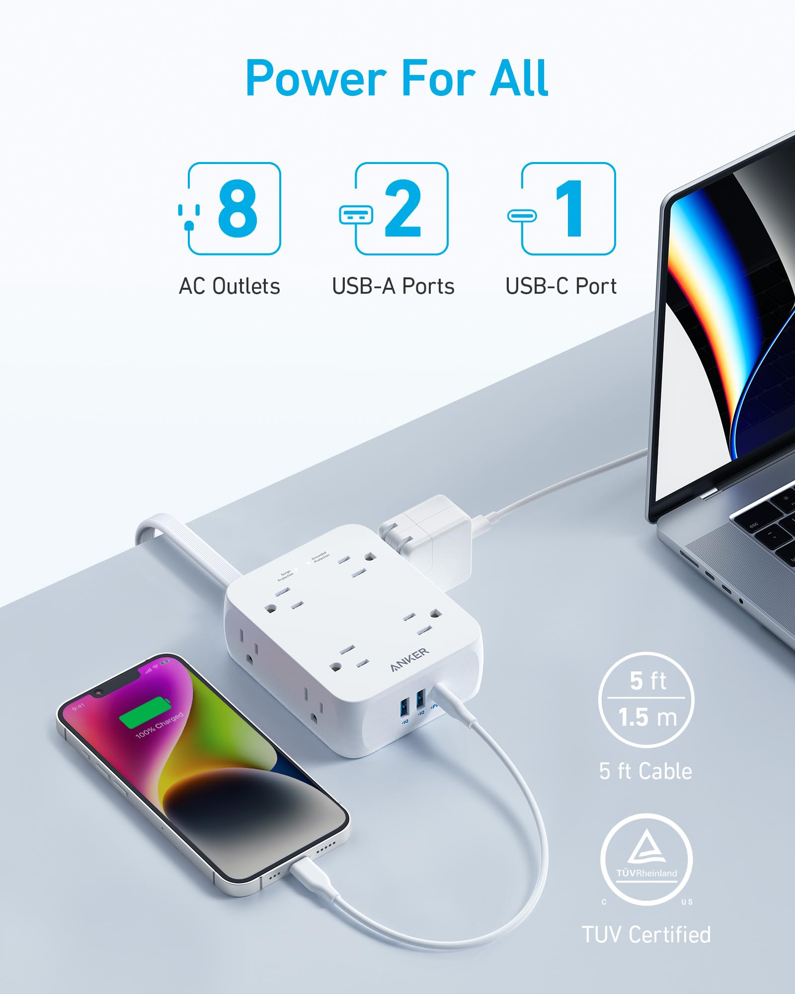 Anker <b>341</b> USB Power Strip - Black Girl Golf