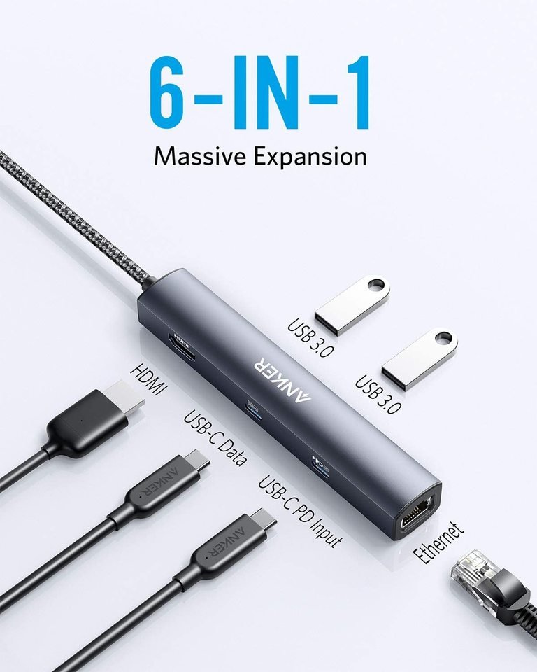 Anker <b>543</b> USB - C Hub (6 - in - 1, Slim) - Black Girl Golf