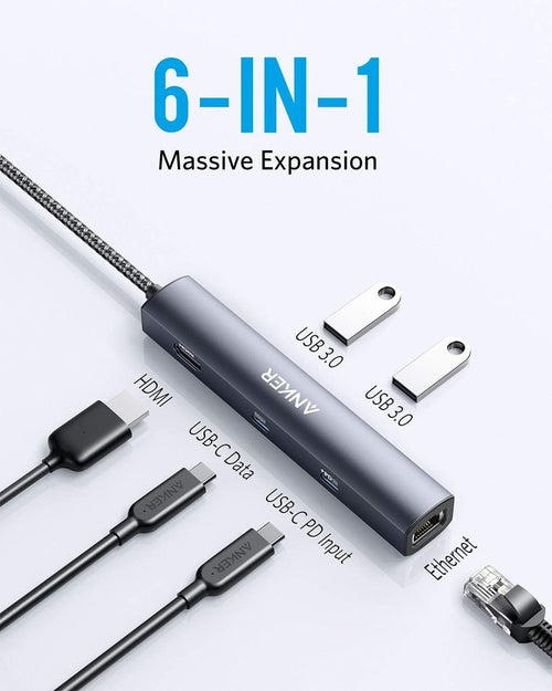 Anker <b>543</b> USB - C Hub (6 - in - 1, Slim) - Black Girl Golf