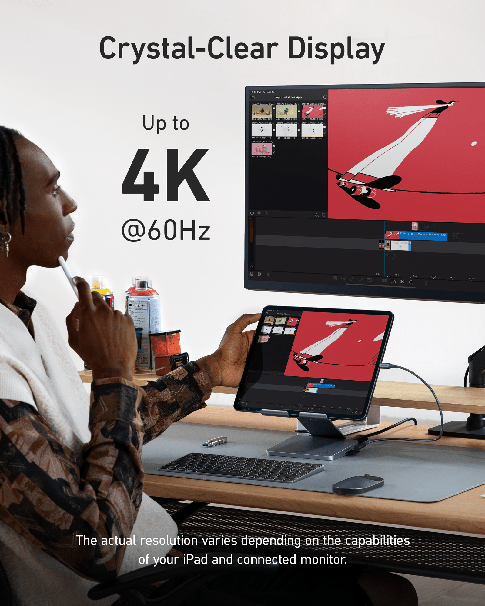 Anker <b>551</b> USB - C Hub (8 - in - 1, Tablet Stand) - Black Girl Golf