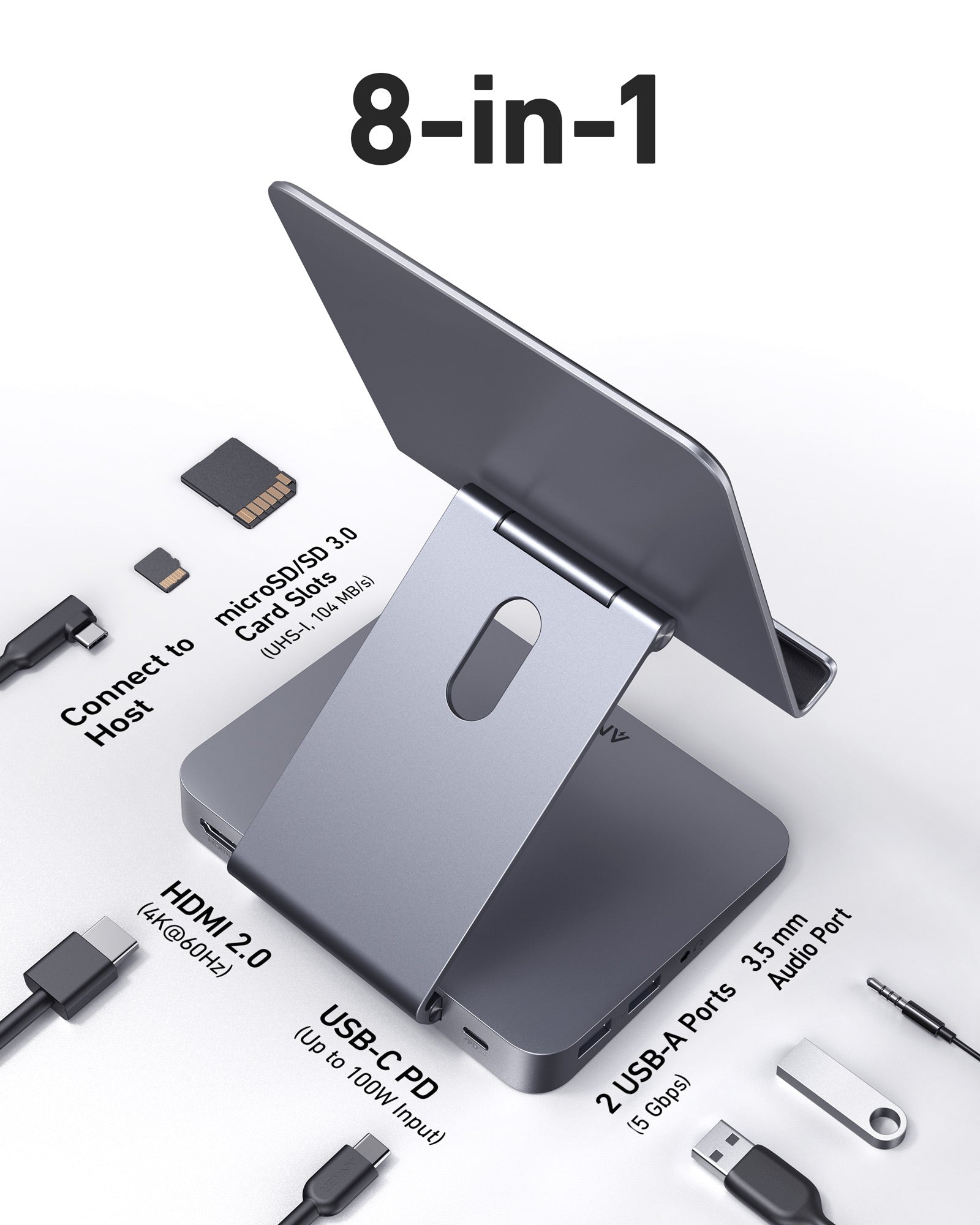 Anker <b>551</b> USB - C Hub (8 - in - 1, Tablet Stand) - Black Girl Golf