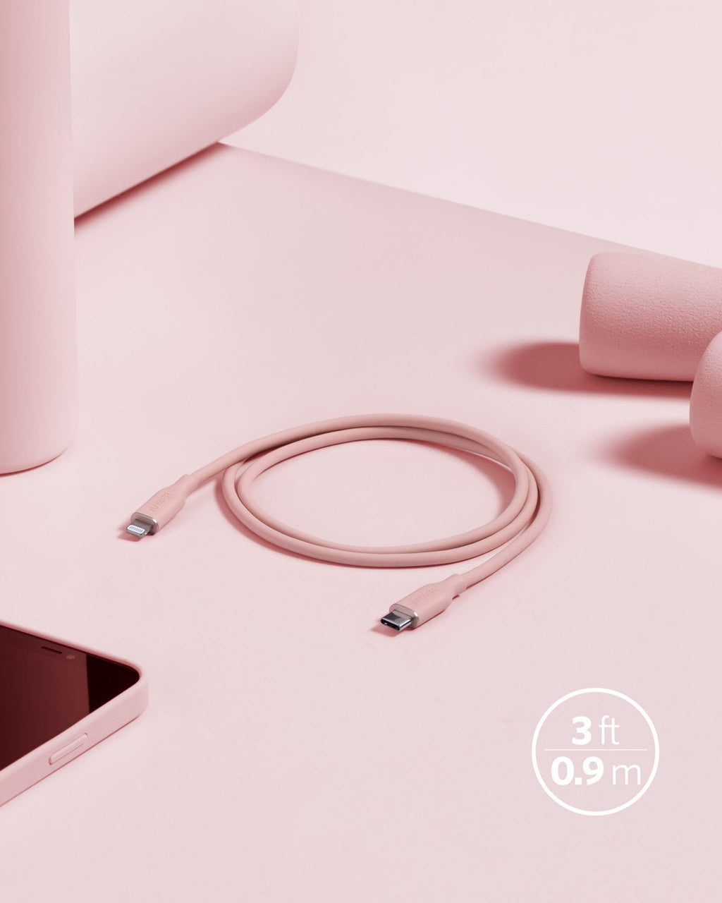 Anker <b>641</b> USB - C to Lightning Cable (Flow, 3 ft Silicone) - Black Girl Golf