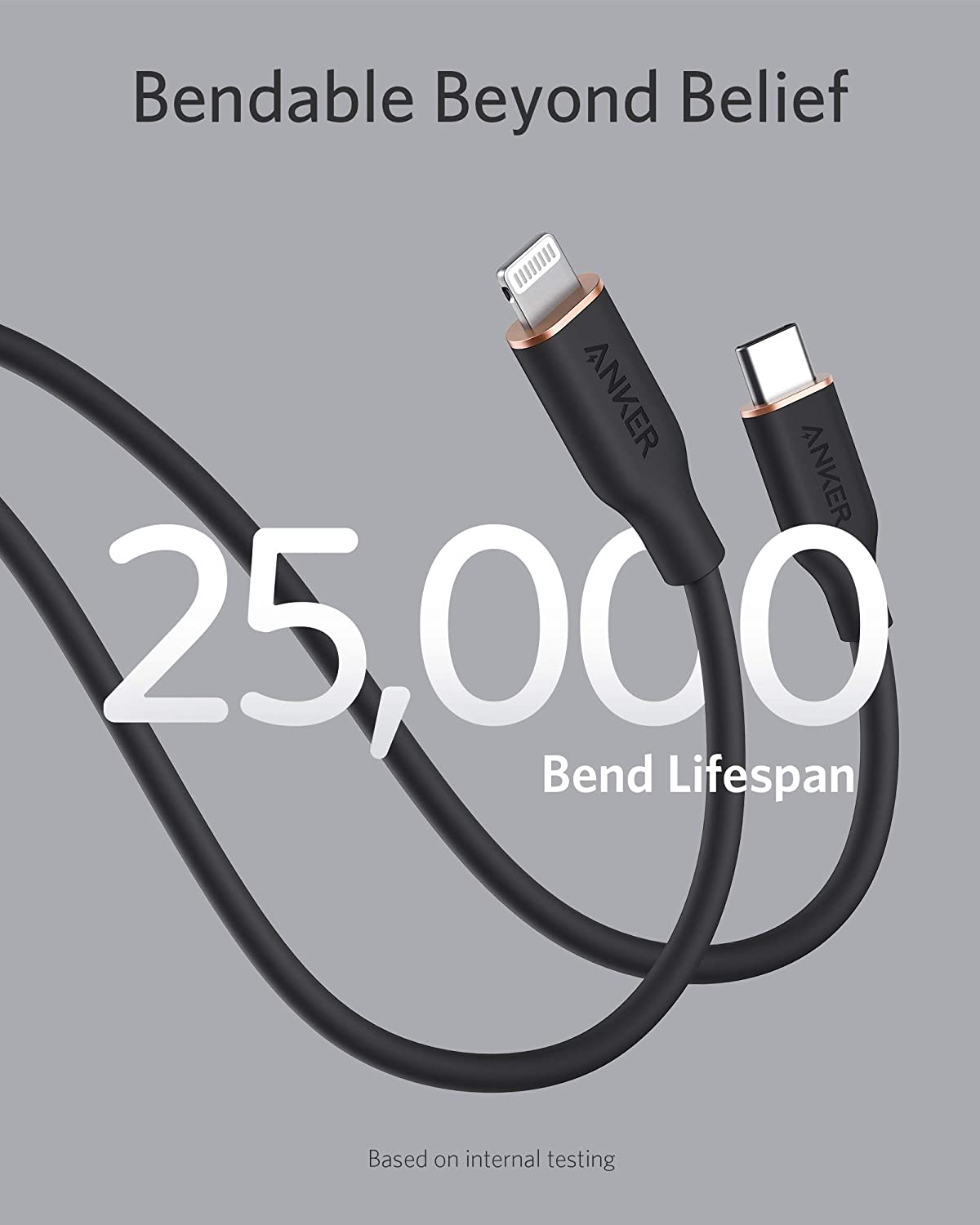 Anker <b>641</b> USB - C to Lightning Cable (Flow, 3 ft Silicone) - Black Girl Golf