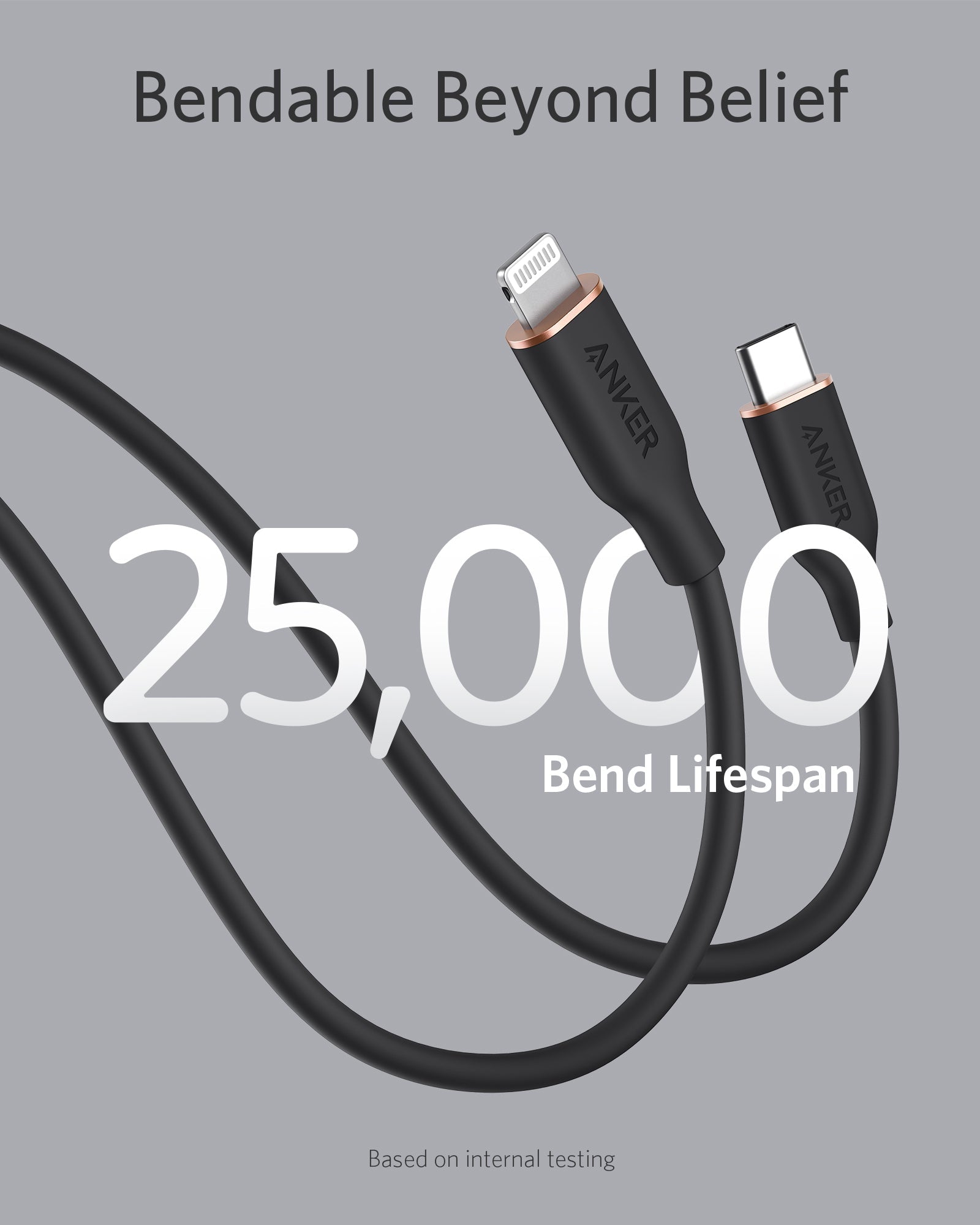 Anker <b>641</b> USB - C to Lightning Cable (Flow, 3 ft Silicone) - Black Girl Golf