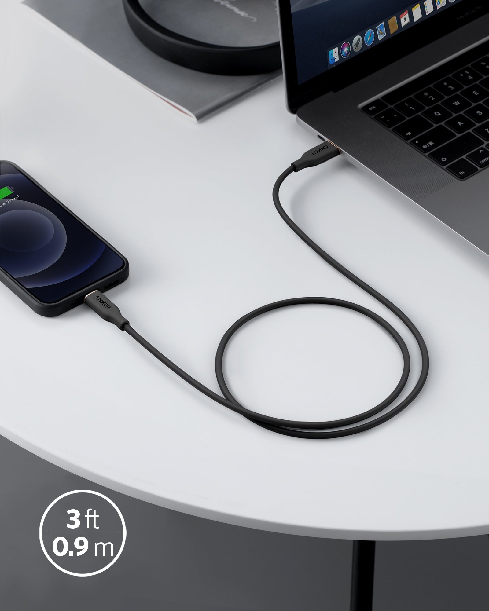 Anker <b>641</b> USB - C to Lightning Cable (Flow, 3 ft Silicone) - Black Girl Golf