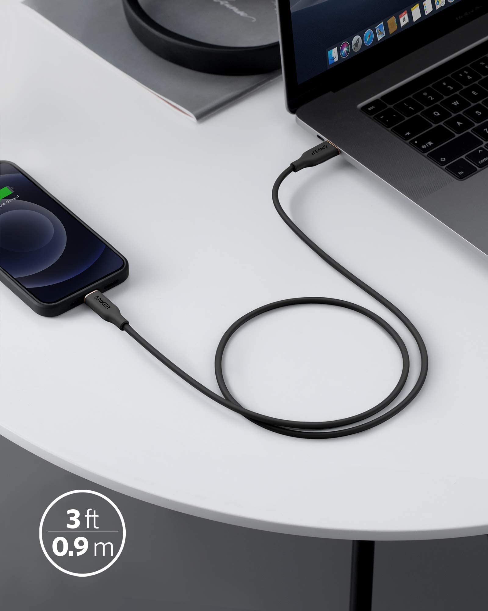 Anker <b>641</b> USB - C to Lightning Cable (Flow, Silicone) - Black Girl Golf