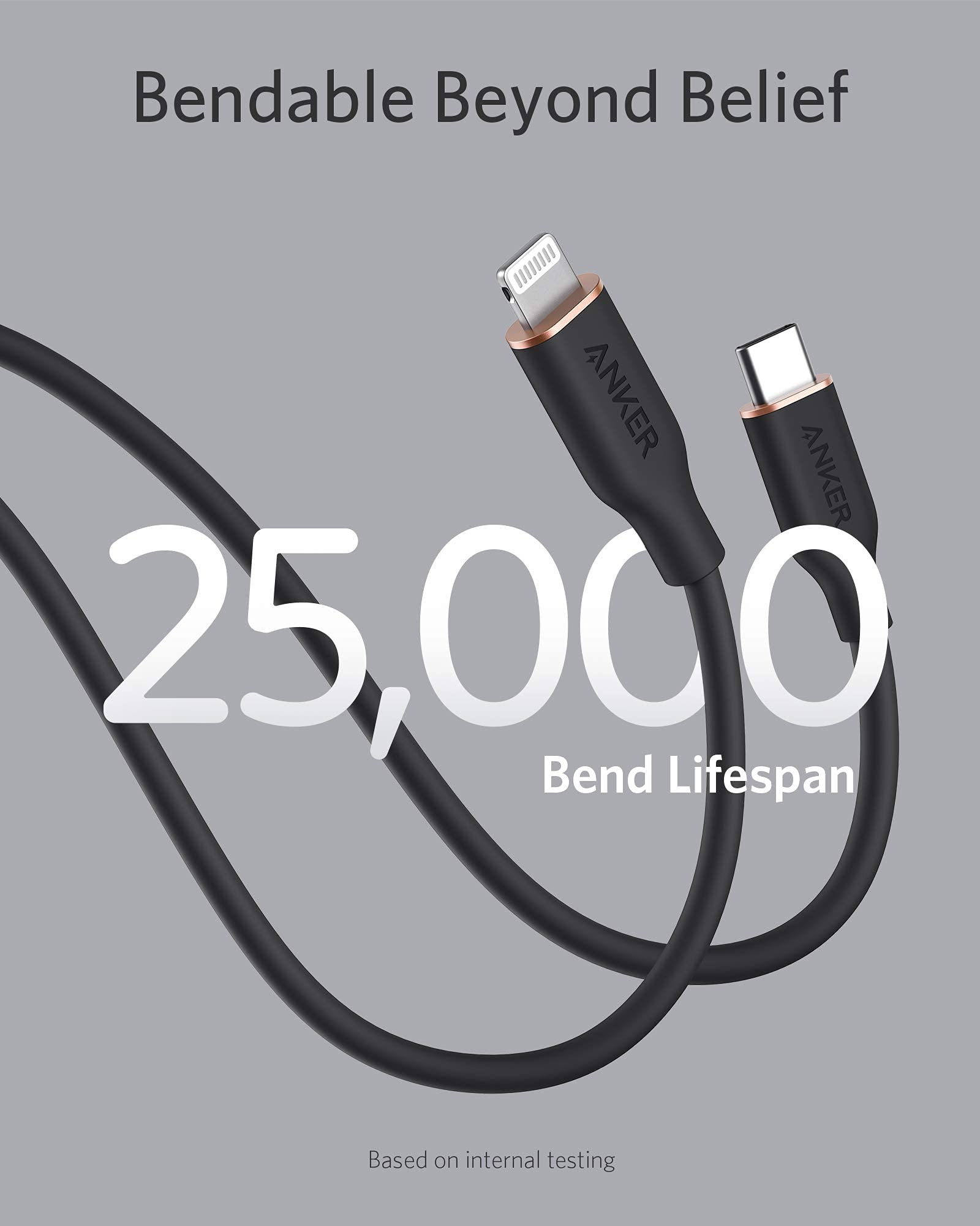 Anker <b>641</b> USB - C to Lightning Cable (Flow, Silicone) - Black Girl Golf