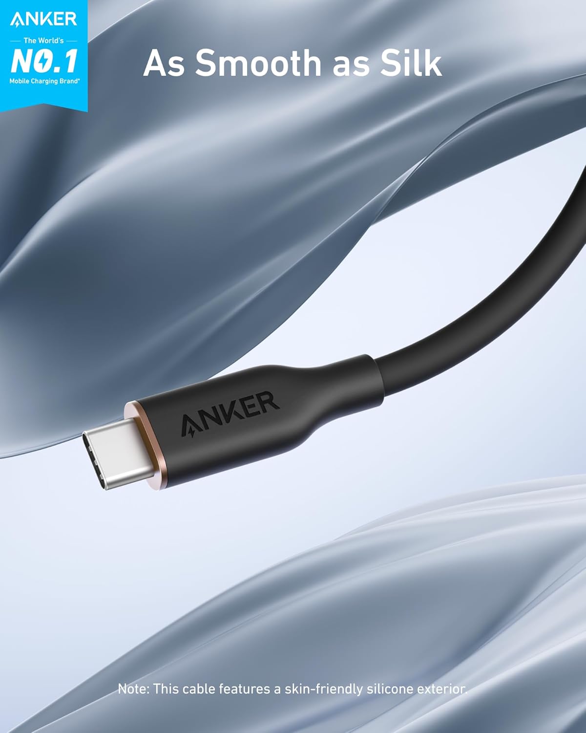 Anker <b>643</b> USB - C to USB - C Cable (Flow, Silicone) - Black Girl Golf