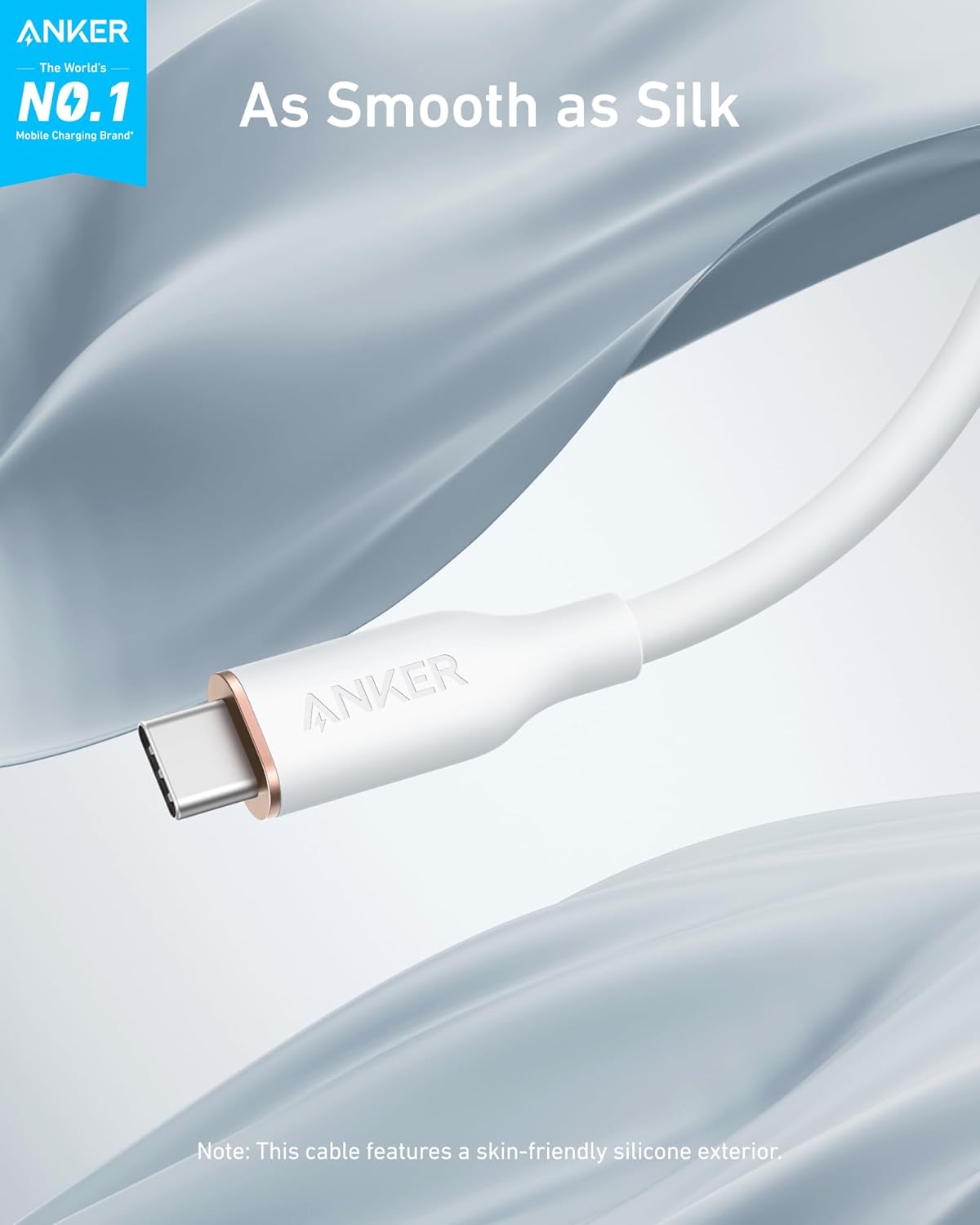 Anker <b>643</b> USB - C to USB - C Cable (Flow, Silicone) - Black Girl Golf