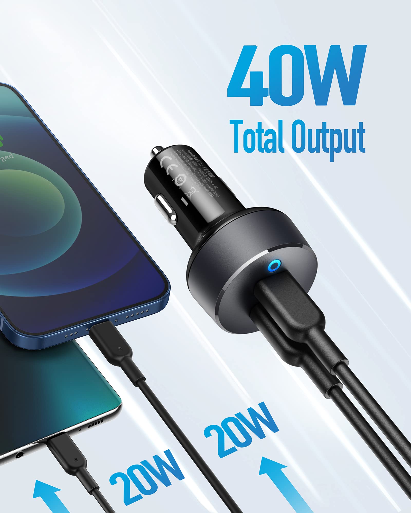 Anker <b>PowerDrive III</b> Duo USB - C Car Charger - Black Girl Golf