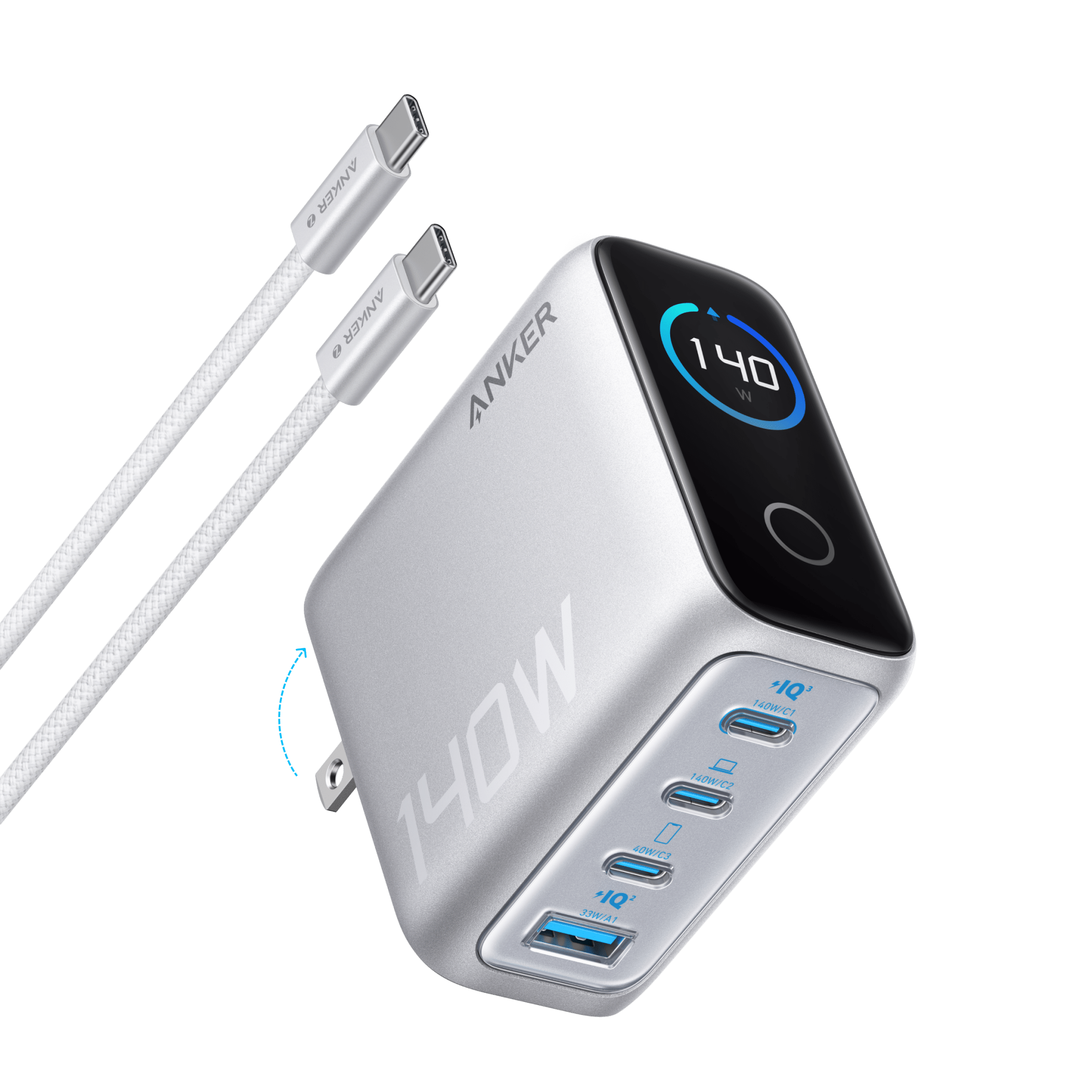 Anker Charger (140W, 4 - Port, PD 3.1) with USB - C Cable - Black Girl Golf